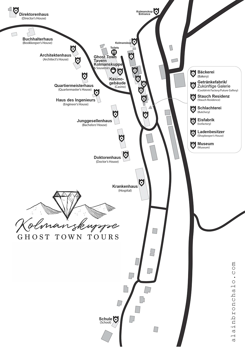 Carte du village de Kolmanskop